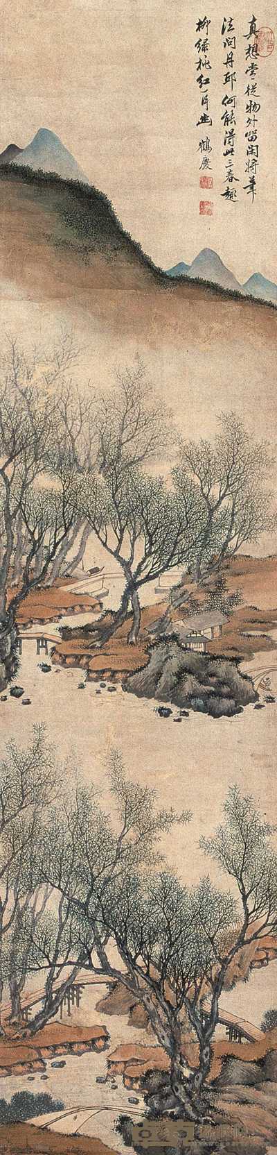 顾鹤庆 山水 立轴 129×31cm